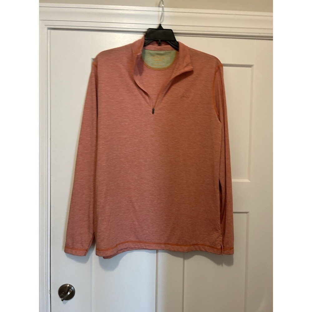 Orvis Trout Bum Shirt Large 1/4 Zip Light Orange Top Long Sleeve Hiking Fishing